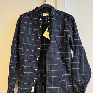 Frank & Oak Band-Collar Jasper Shirt in Indigo, Men's XS